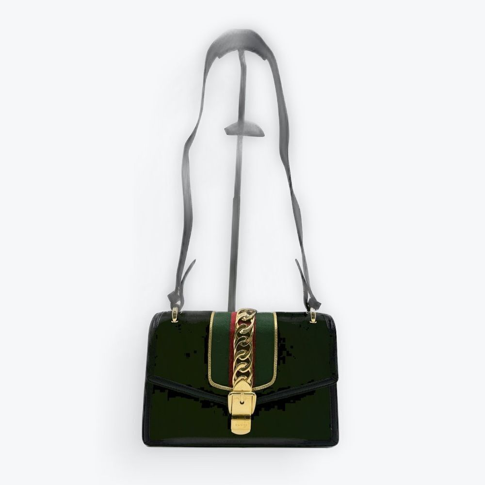 Auth Gucci Black Velvet GG Monogram Sherry Line Small Sylvie Shoulder Bag - Picture 3 of 16